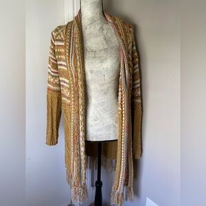 Yellow long cardigan sweater